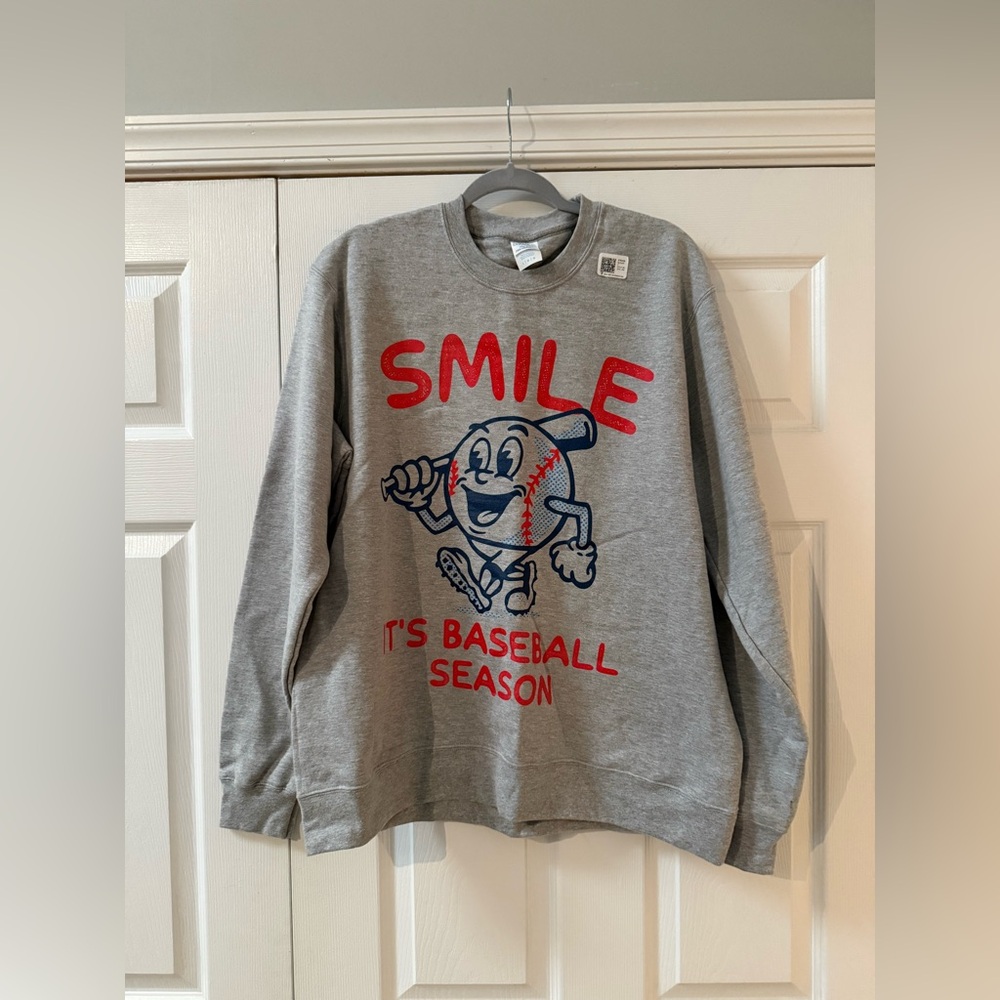 Baseball Season Theme Gray Sweatshirt